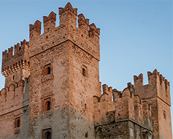 A stone castle against a blue sky