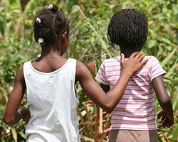 Friends touching shoulders