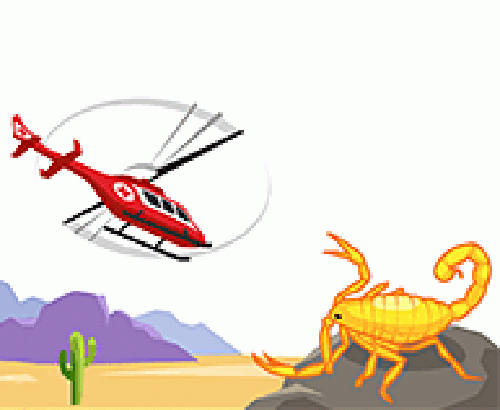 Scorpion and helicopter